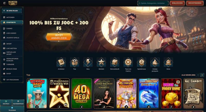 Monsterwin Casino in Deutschland - Die ultimative Online-Glücksspiel-Plattform - overview